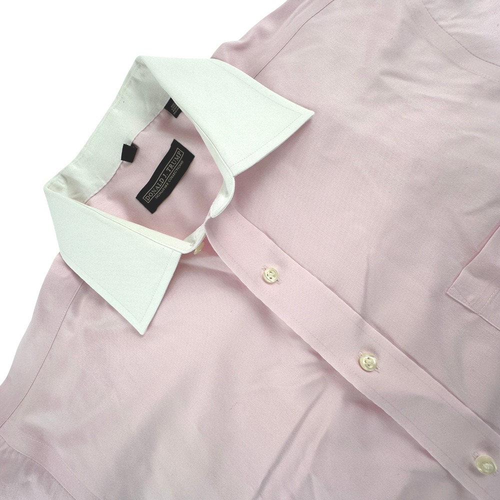 Donald‎ J. Trump Mens 17 32/33 Dress Shirt Pink French Cuff Contrast Collar
